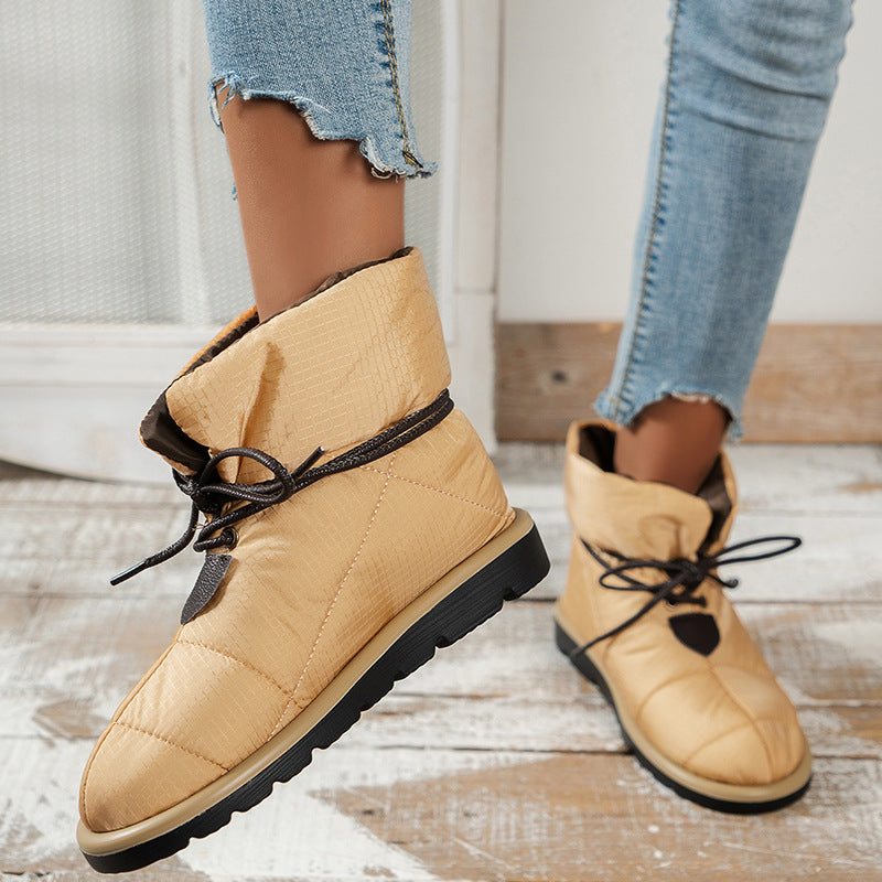 Flat Lace-Up Bread Boots