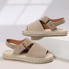 Flat Open Toe Linen Bottom Vintage Sandals