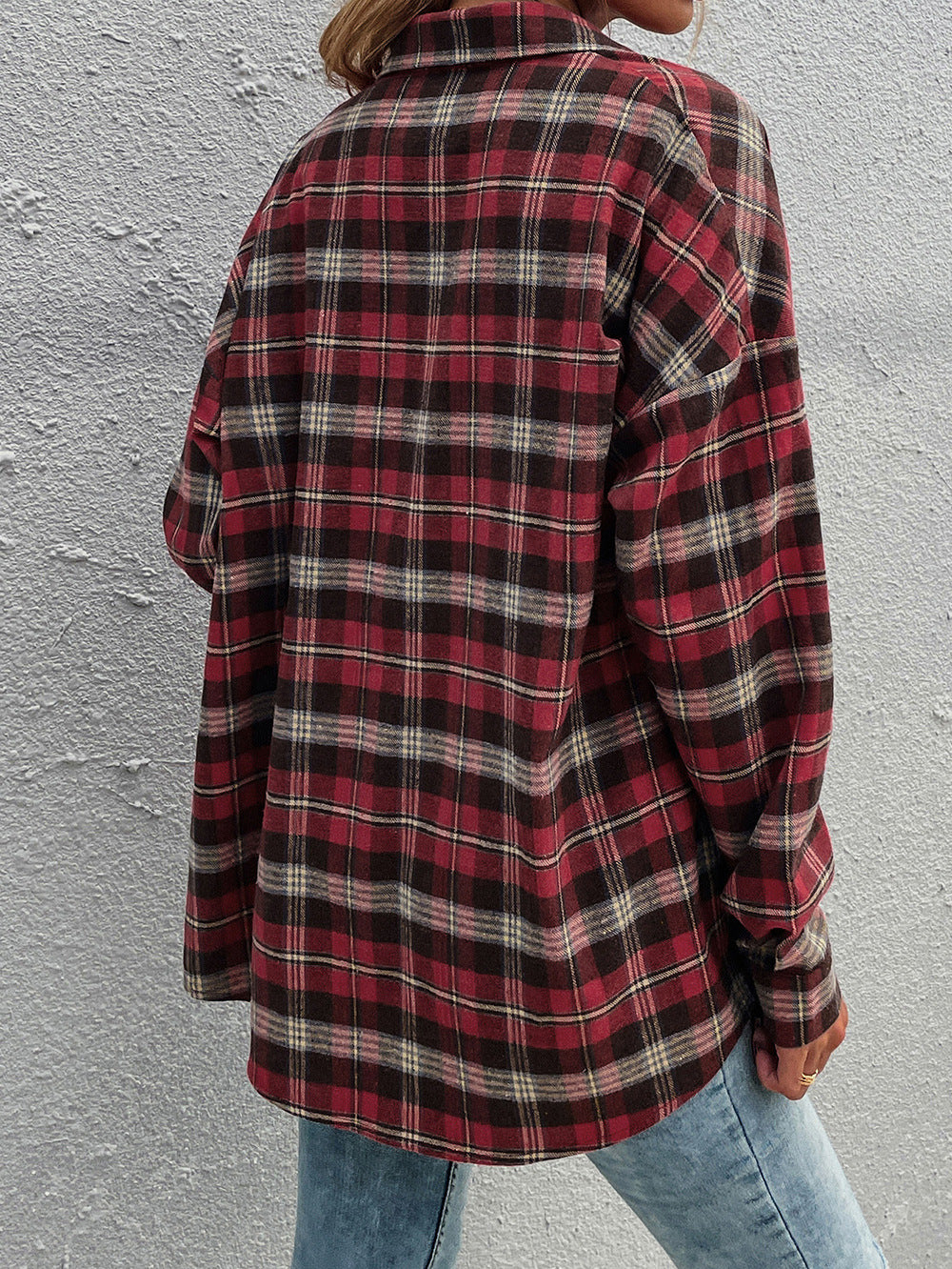 Classic Red Plaid Patchwork Shirt