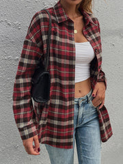 Classic Red Plaid Patchwork Shirt
