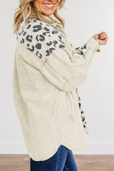 What You Know Leopard Colorblock Corduroy Shacket