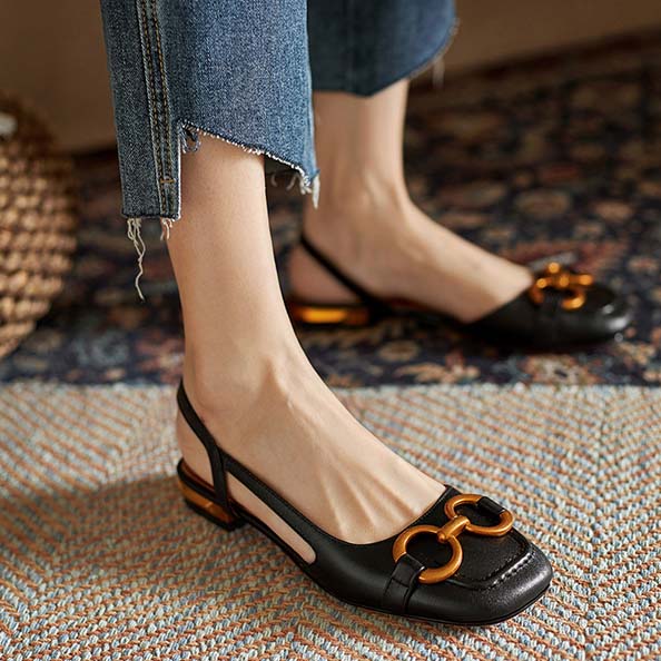 Elegant Square Heel Slip On Offiece Sandals