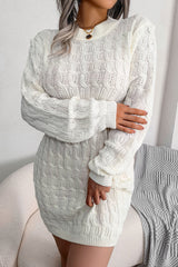 O Neck Casual Twist Waist Sweater Dress