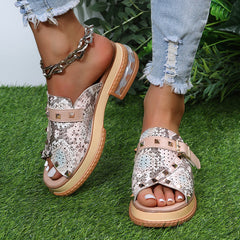 Rivet PU Wedges Bling Slippers