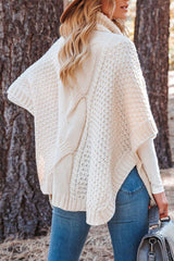 Turtleneck Twist Shawl Knit Sweater