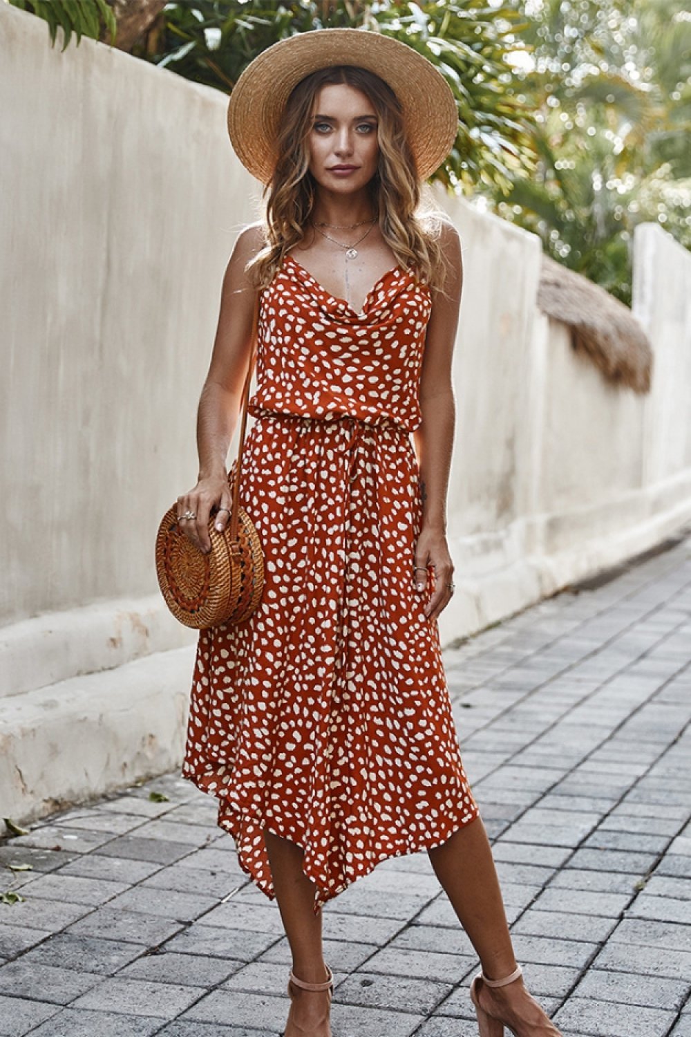 Basic Polka Dot Camisole Dress