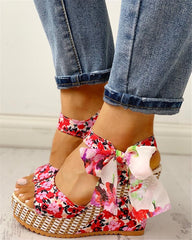 Bohemian Flowers Knot Leisure Wedges Sandals