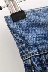 Buttons Frayed Hem Wide Leg Jeans