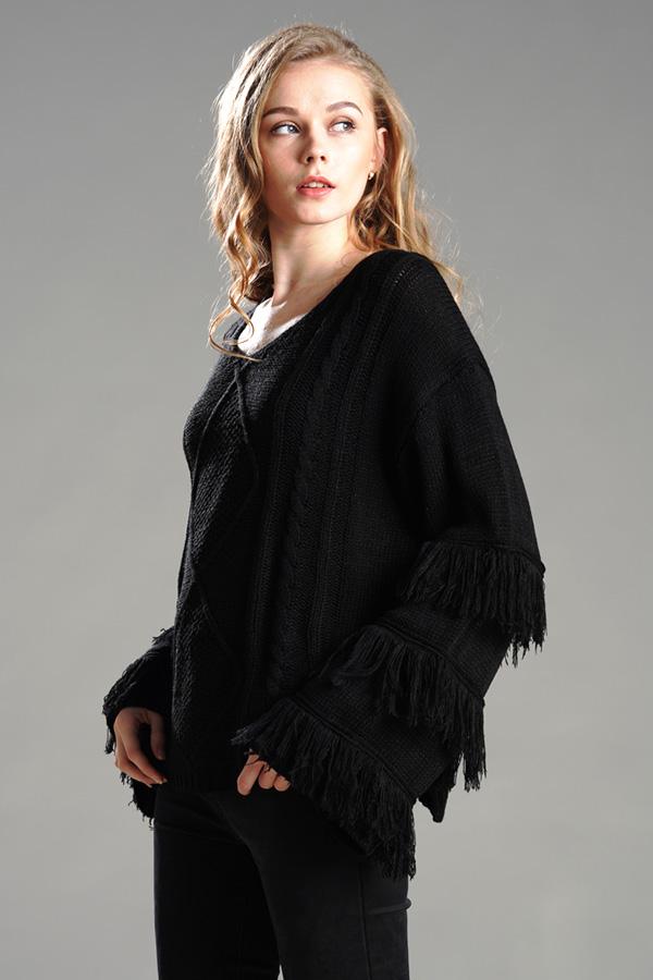 Cable Knit Tassel Fluffy Sweater