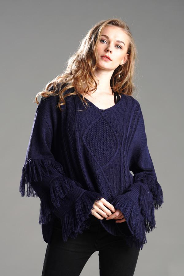 Cable Knit Tassel Fluffy Sweater