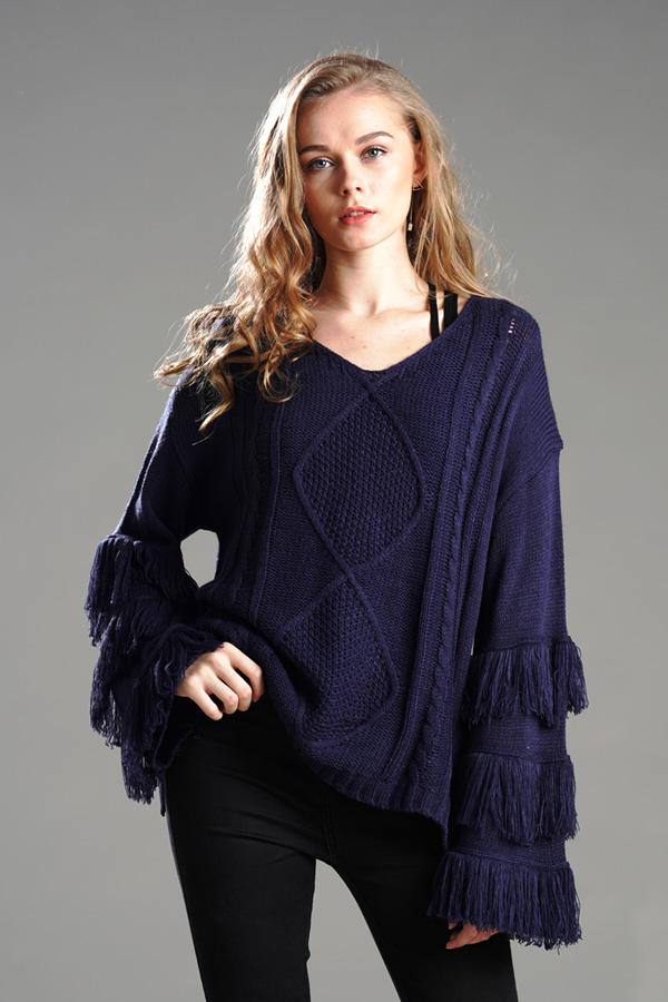 Cable Knit Tassel Fluffy Sweater