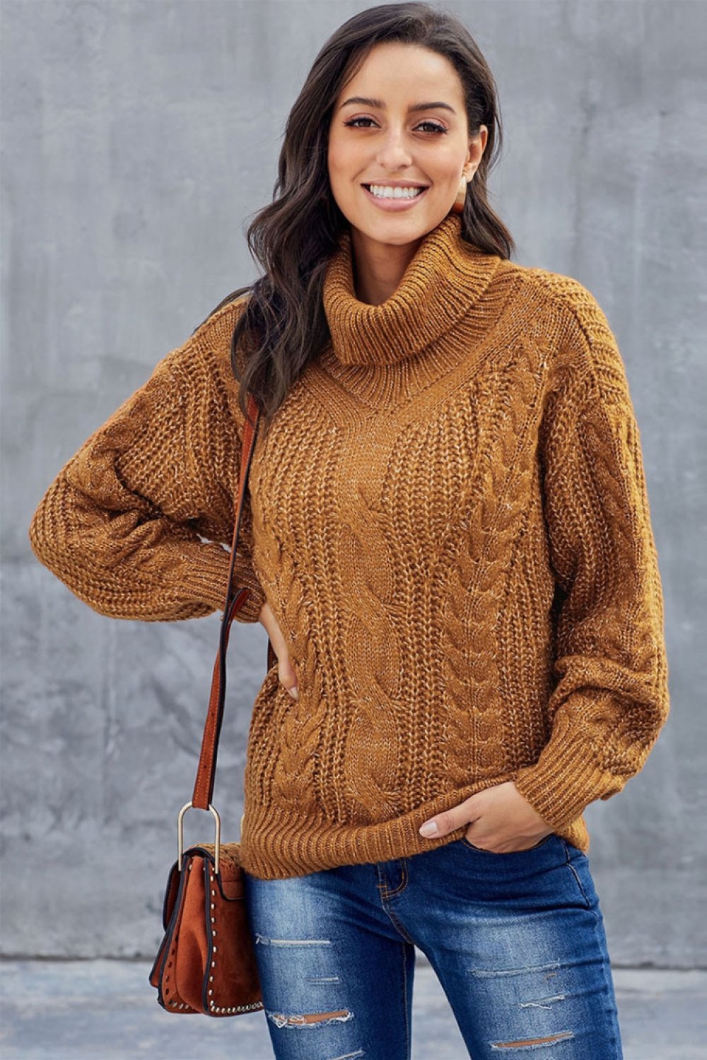 Cable Turtleneck Warm Pullover
