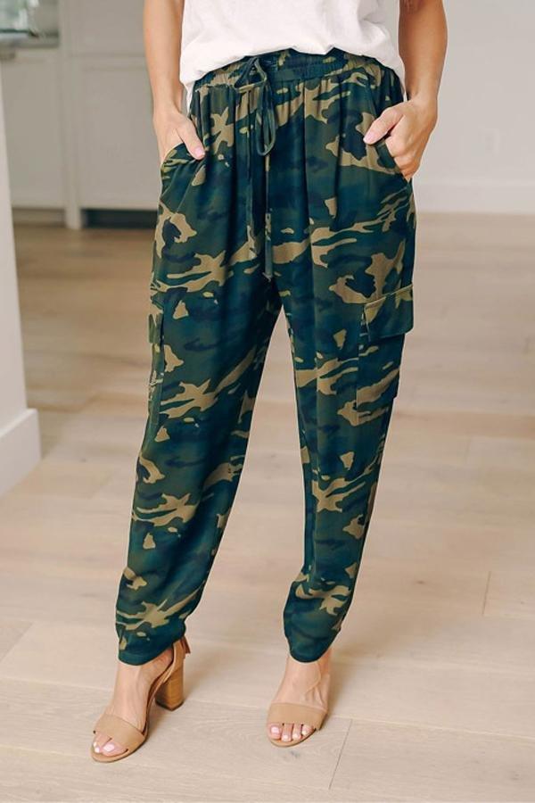 Camouflage Drawstring Cargo Pants