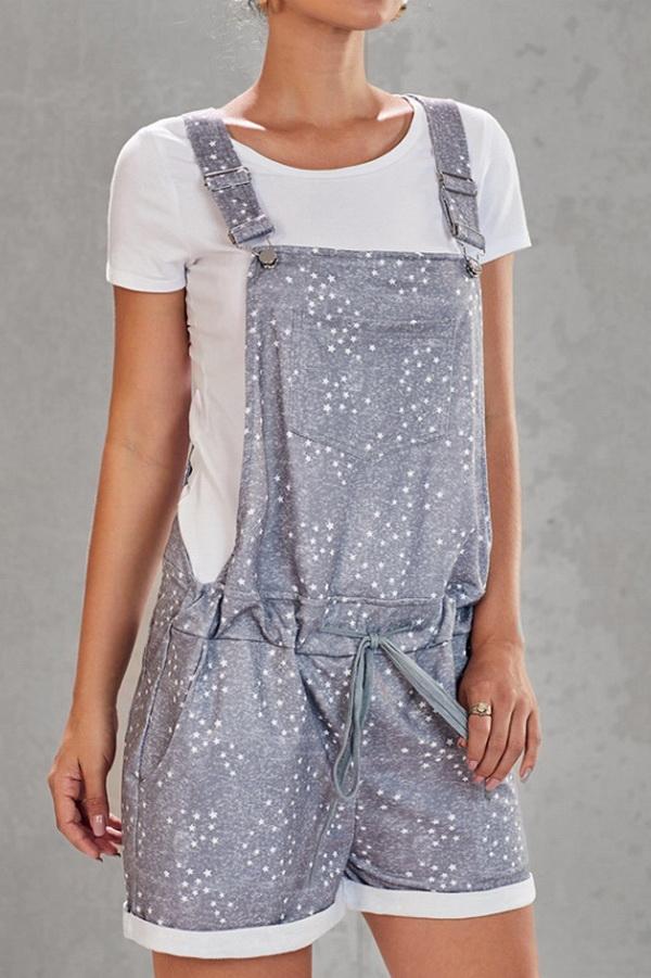 Camouflage Printed High-waist Strap Shorts