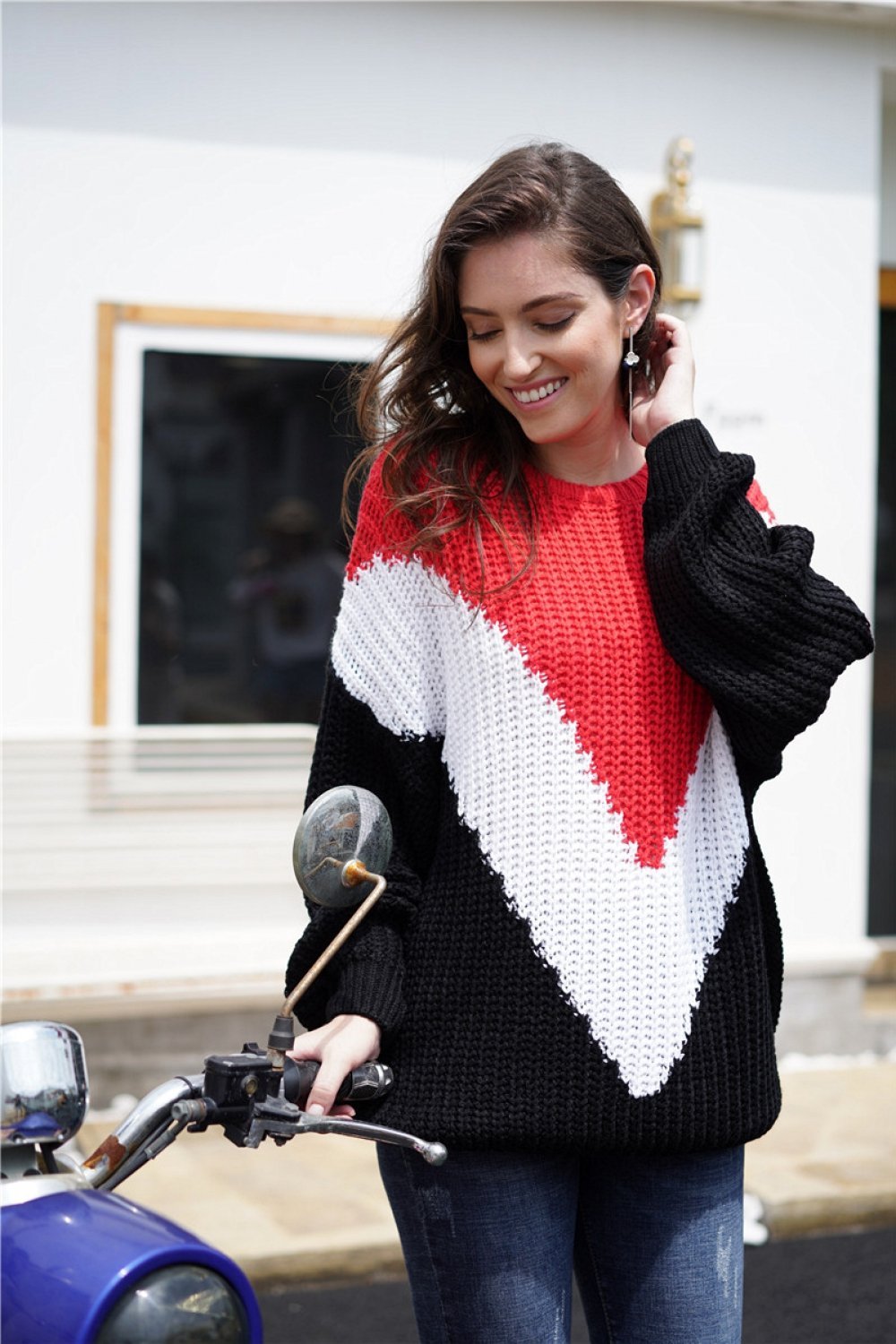 Casual Color Block Loose Sweater