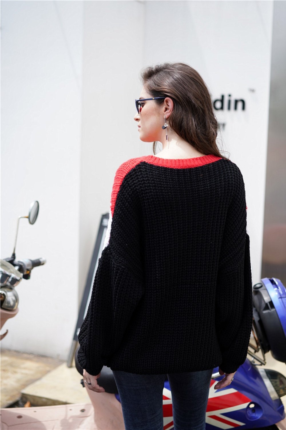 Casual Color Block Loose Sweater