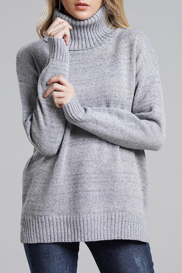 Casual Knit High Neck Loose Sweater