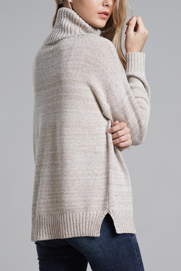 Casual Knit High Neck Loose Sweater