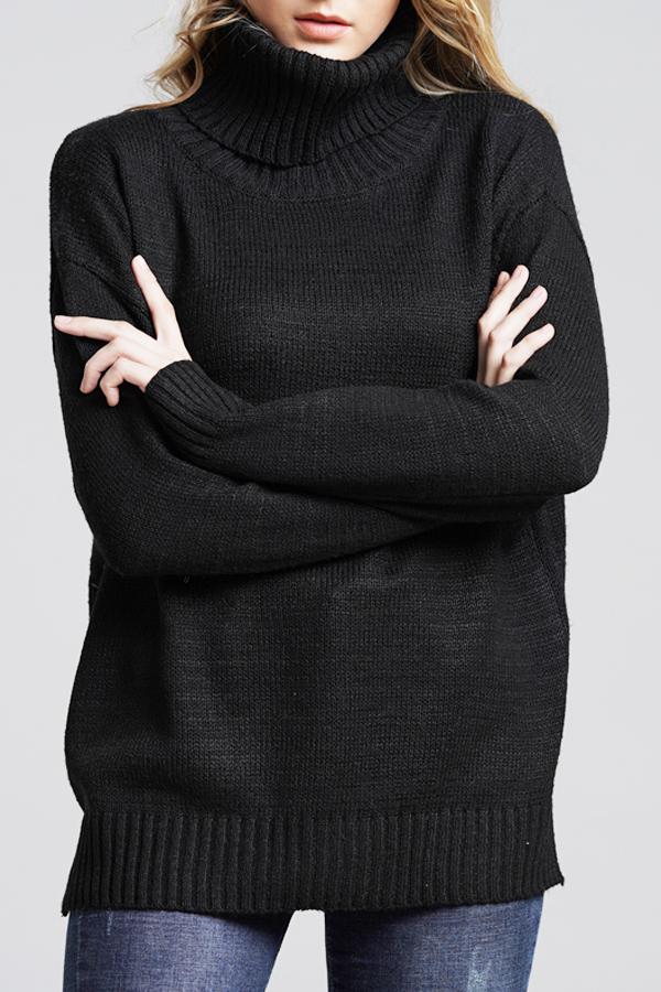 Casual Knit High Neck Loose Sweater