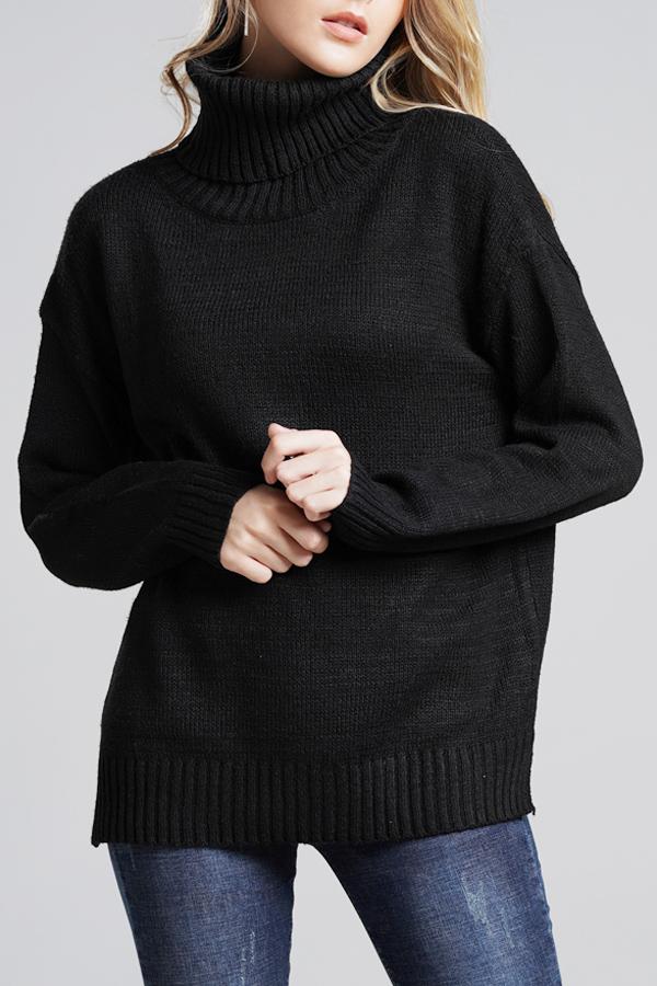 Casual Knit High Neck Loose Sweater