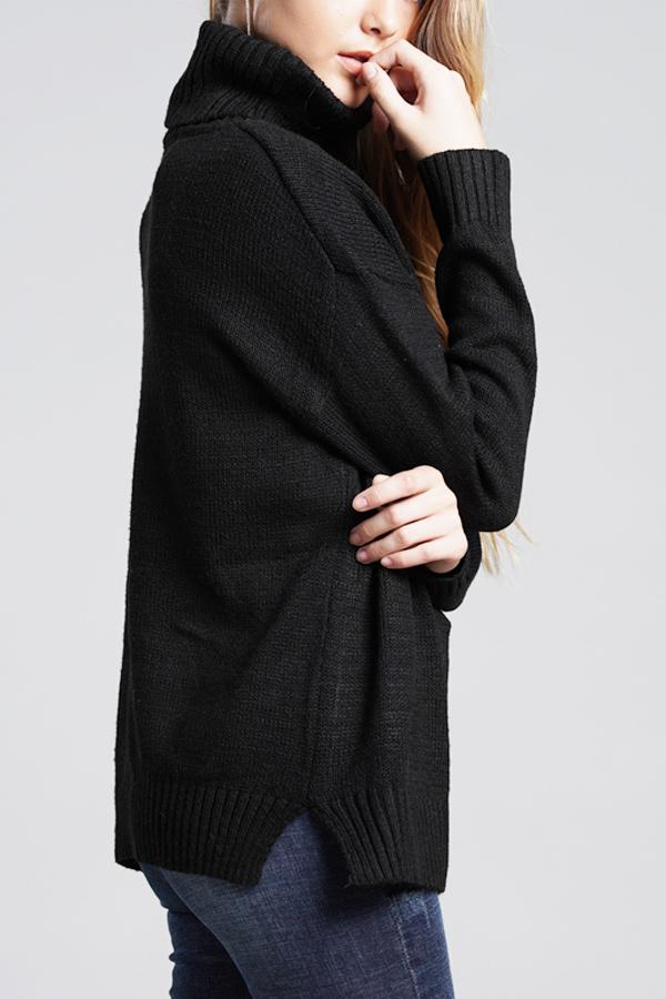 Casual Knit High Neck Loose Sweater