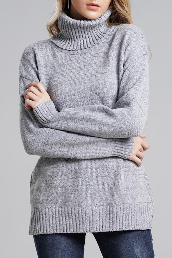 Casual Knit High Neck Loose Sweater