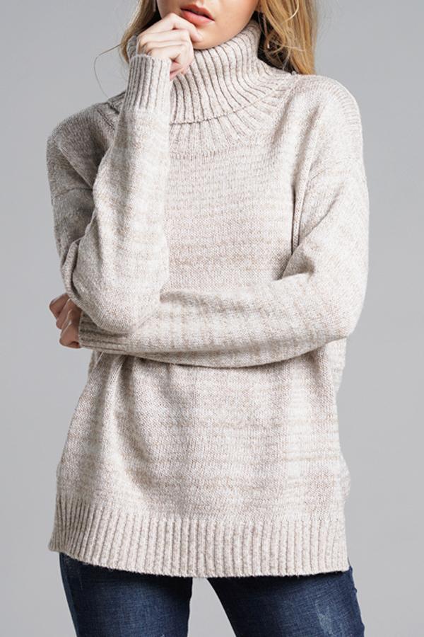 Casual Knit High Neck Loose Sweater