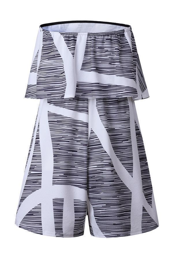 Casual Marbling Off Shoulder Jumpsuit