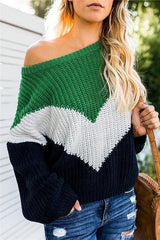 Casual Spliced Loose Knitted Sweater - Brown