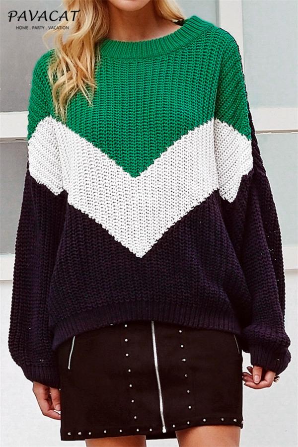 Casual Spliced Loose Knitted Sweater - Brown