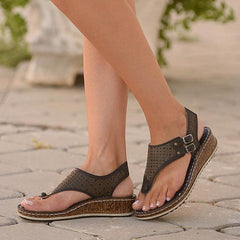 Casual Summer Thong Hollow Out Slingback Wedge Sandals