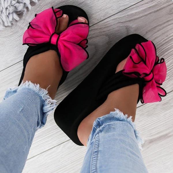 Casual Thick Non-slip Bow Slippers