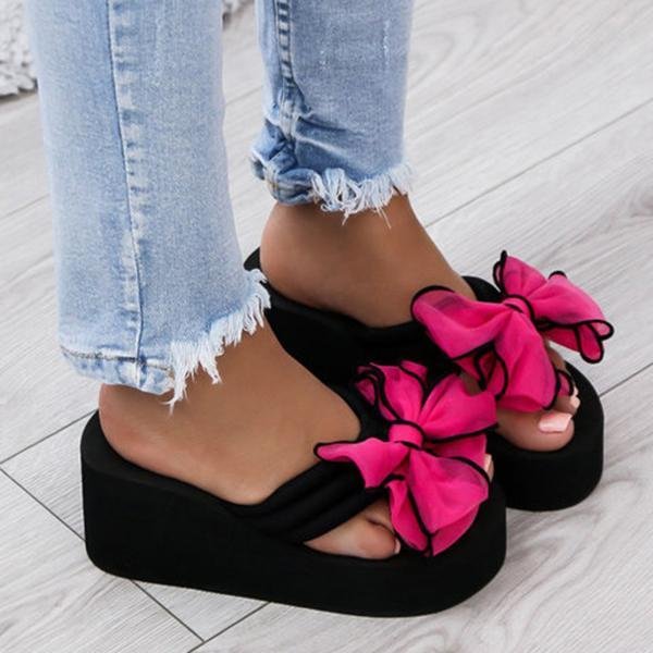 Casual Thick Non-slip Bow Slippers