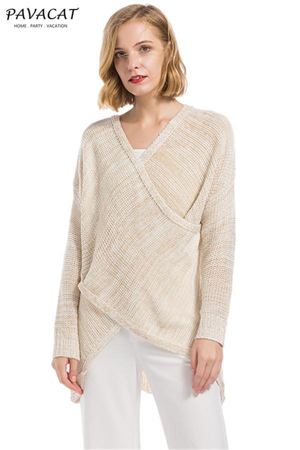 Casual V Neck Front Cross Weekend Sweater
