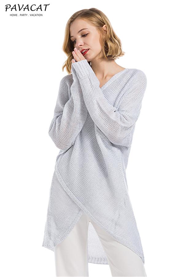 Casual V Neck Front Cross Weekend Sweater - Light Gray