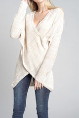 Casual V Neck Front Cross Weekend Sweater