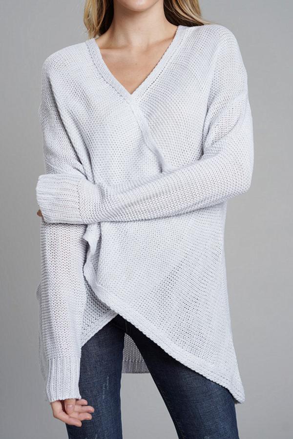 Casual V Neck Front Cross Weekend Sweater