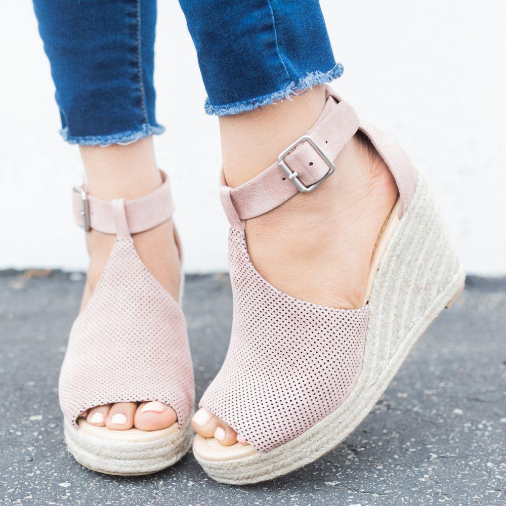 Chic Espadrille Wedges Adjustable Buckle Sandals