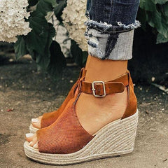 Chic Espadrille Wedges Adjustable Buckle Sandals