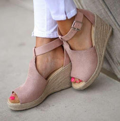 Chic Espadrille Wedges Adjustable Buckle Sandals