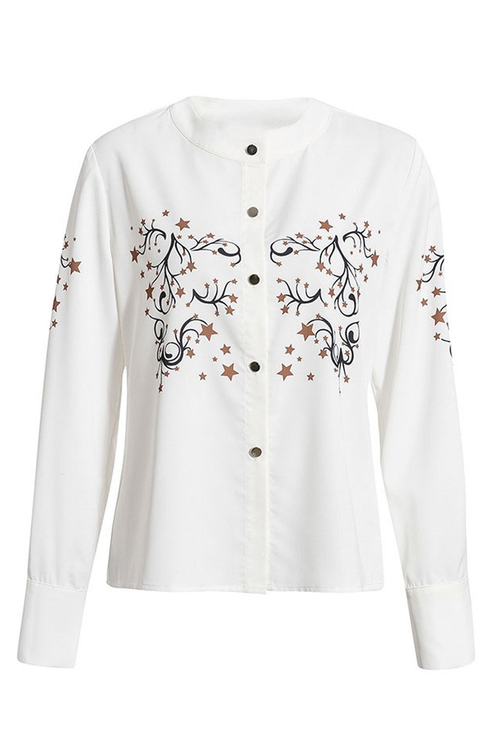 Chic O-neck Floral Print Blouse Shirt