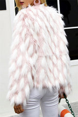 Chic Pink Party Fluffy Faux Fur Coat