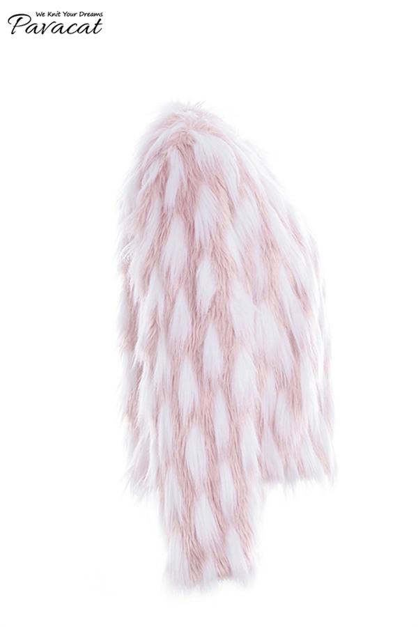 Chic Pink Party Fluffy Faux Fur Coat