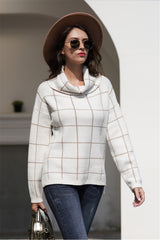 Chic Turtleneck Loose Plaid Sweater