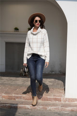 Chic Turtleneck Loose Plaid Sweater