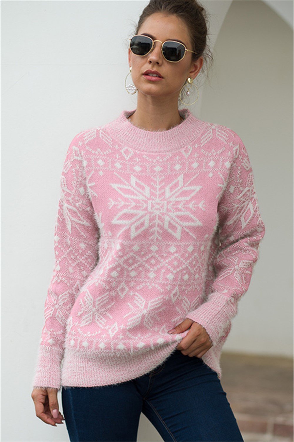 Christmas Snowflake Plush Pullover