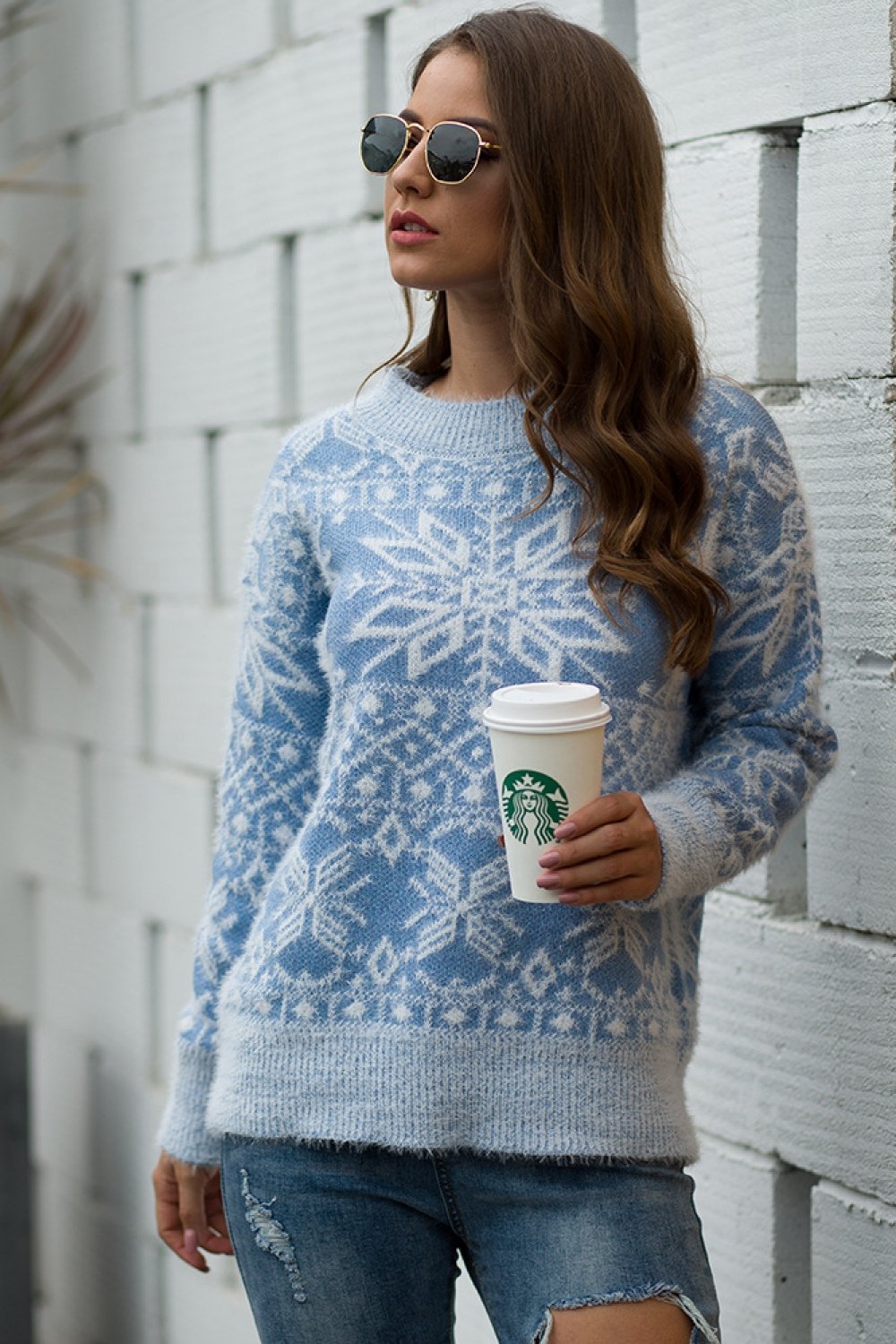 Christmas Snowflake Plush Pullover