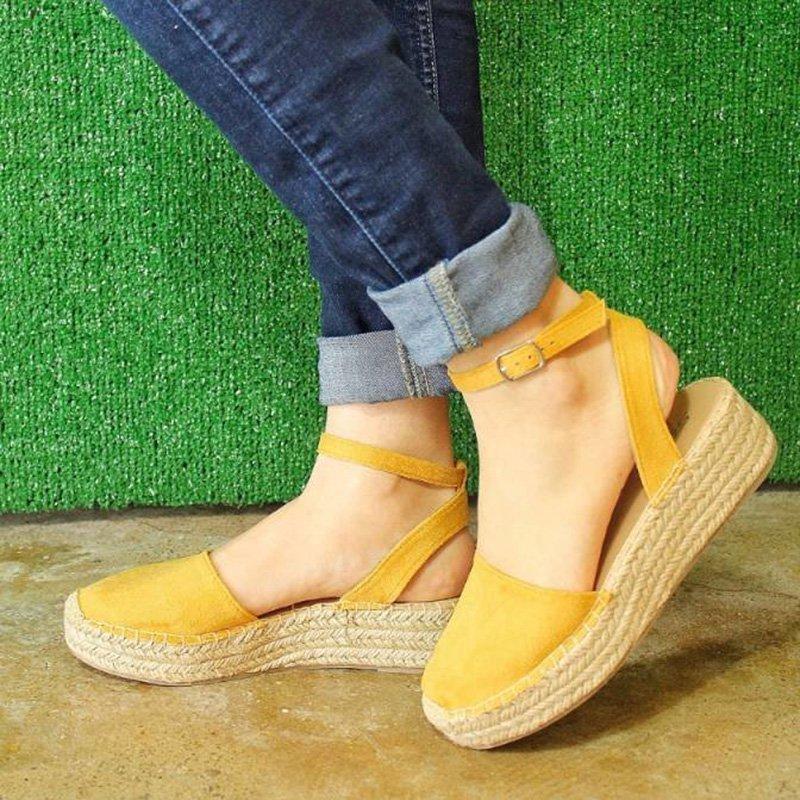 Classic Espadrille Sandals Platform Buckle Strap Sandals