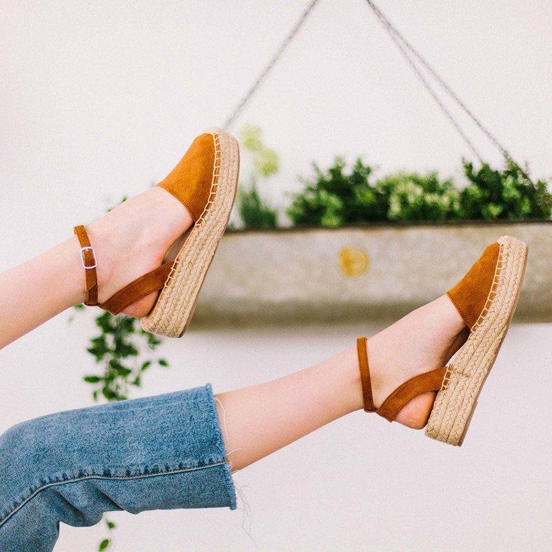 Classic Espadrille Sandals Platform Buckle Strap Sandals