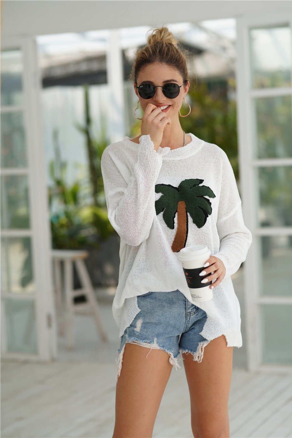 Coconut Palm Drop Shoulder Sweater